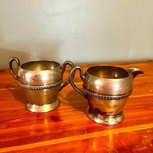 Silver cream and sugar set